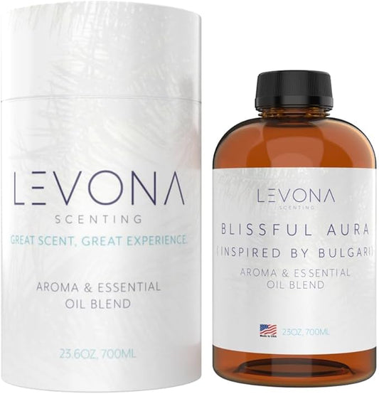 Levona Scent Essential Oils for Diffuser: Blissful Aura Diffuser Oil with Notes of Amber, Musk & Jasmine - Home Luxury Scents for Hotel - Fragrance Oil - 700 Ml Essential Oil