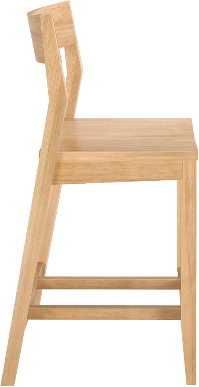 Plank+Beam Counter Height Stool, 38 Inch, Solid Wood Dining Chair for Kitchen Island, Breakfast Bar Seating, Minimalist Design for Dining Room, Blonde