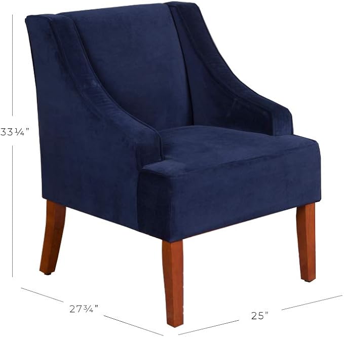 Homepop Home Decor Upholstered Classic Swoop Arm Accent Chair Accent Chairs for Living Room & Bedroom Decorative Home Furniture, Velvet Navy