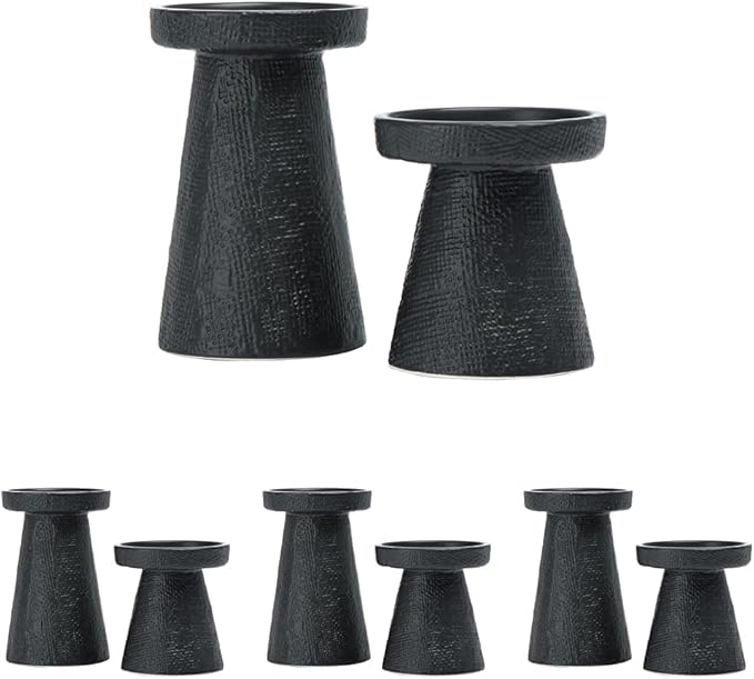 Main + Mesa Stoneware Pillar & Taper Candle Holders,(Pack of 8)