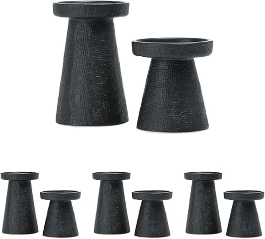 Main + Mesa Stoneware Pillar & Taper Candle Holders,(Pack of 8)