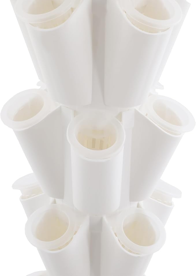 12-Tier Hydroponic Growing Tower, 60-Plant Indoor Gardening System w/Automatic Water Circulation, Vertical Aeroponic Tower Garden for Herbs, Vegetables, Fruits (White, 60-Plants)