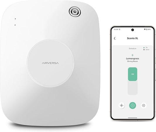Airversa Smart Scent Air Machine with 400mL Capacity Up to 2000 sq ft Waterless Diffuser for Essential Oils for Home and Commercial Spaces, Aromatherapy Scent Diffuser for Large Rooms, White ANA