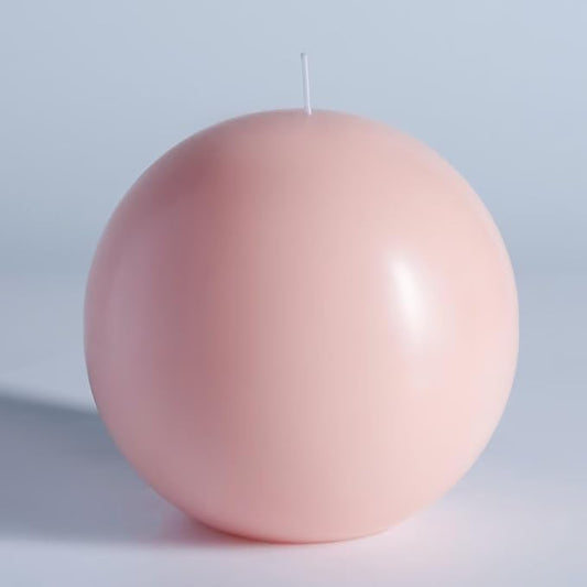 MOZEAL Hand-Poured, 6 Inch Pearl Blush Large Round Ball Candles - Elegant Pearl Blush Round Pillar Candles, Dripless, Unscented, Smokeless, Ideal for Weddings and Elegant Celebrations.