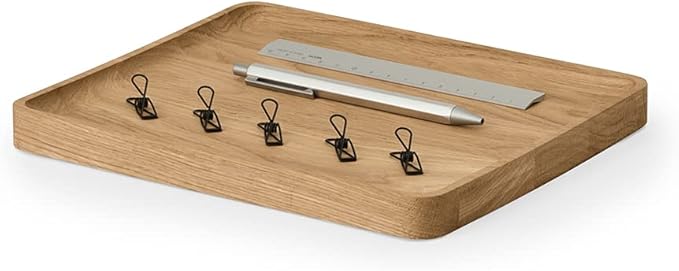 Oakywood Handcrafted wooden Catchall tray - Wooden desk organiser - Made in the EU - Natural wood desktop storage - Customizable in 3 Sizes - Natural Oak - 24x20 cm (9.4"x7.9")