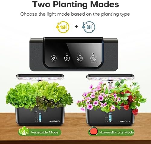 Ahopegarden Indoor Garden Hydroponics Growing System: 10 Pods Plant Germination Kit Aeroponic Herb Vegetable Growth Lamp Countertop with LED Grow Light - Hydrophonic Planter Grower Harvest Lettuce