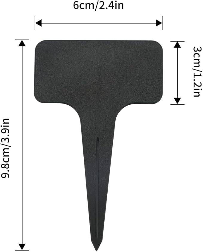 KINGLAKE 100 Pcs Waterproof Thick Plastic Black Plant Tags T Type Nursery Garden Labels