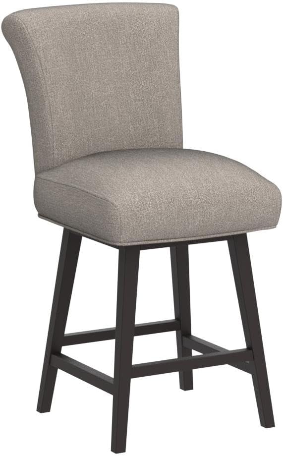 CHITA 26 Inch Counter Height Swivel Bar Stools Set of 2, FSC Certified Modern Fabric Swivel Barstool Chair with Back, Flax Beige
