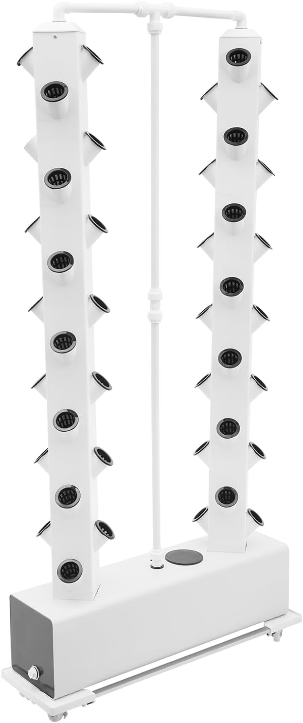 56-Hole Hydroponic Growing Kit Vertical - 8Gal Auto Watering System w/Timer, 4 Wheels for Indoor/Outdoor | Grow Lettuce, Strawberries, Tomatoes