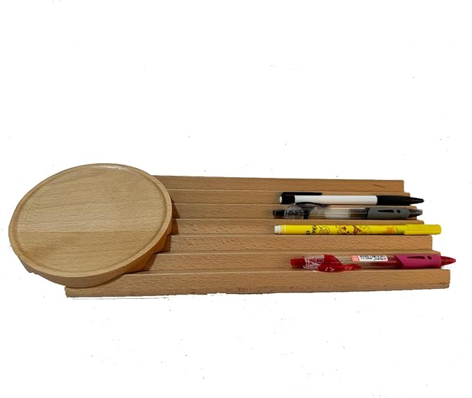 Pen Holder Wave Pen Tray Wooden Desk Organizer,Pencil Holder,Fountain Tray,Pencil Organizer Organizer for Desk (Oak)