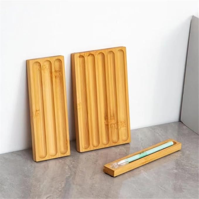 Pen holder Organizer of Office desks,Walnut Desk Pen Stand,Wave Pen Tray Accessory,Teacher Gifts,Suitable for School,Home,Desktop Art Accessories (Log, 5 Grid)