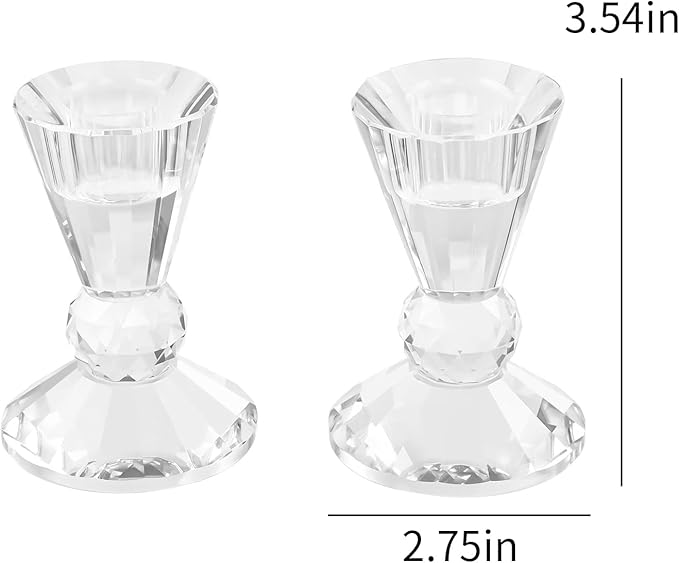 Crystal Candle Holders Set of 2,Pillar Candlestick Holders, Ultra Elegant & Modern Centerpiece Home Décor,Wedding