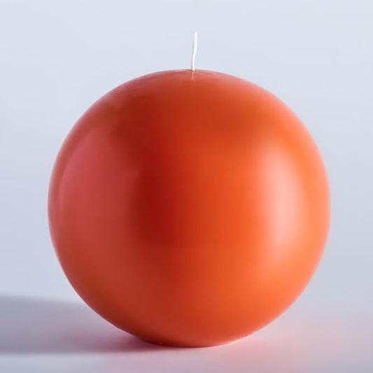 MOZEAL Hand-Poured, 6 Inch Orange Large Round Ball Candles - Elegant Orange Round Pillar Candles, Dripless, Unscented, Smokeless, Ideal for Halloween Decor.