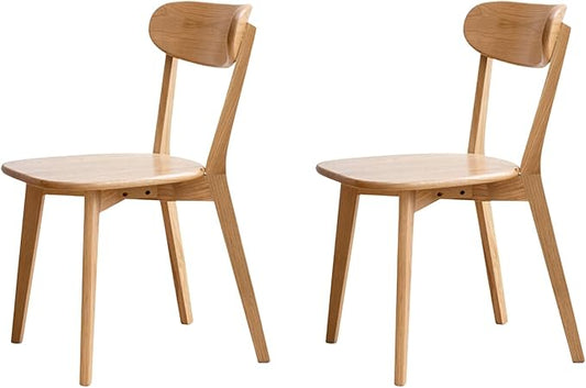 100% Solid Oak Wood Dining Chairs Set of 2 - Mid Century Modern Dining Chairs for Dining Room, Kitchen, and Living Room (Natural)