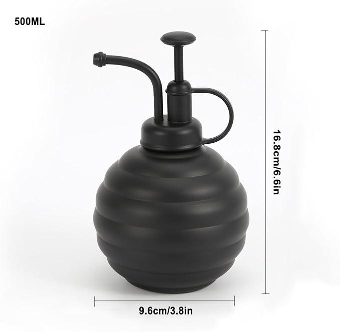 Plant Mister Spray Bottle, 500ml/17oz, Vintage Style Water Sprayer (Black)