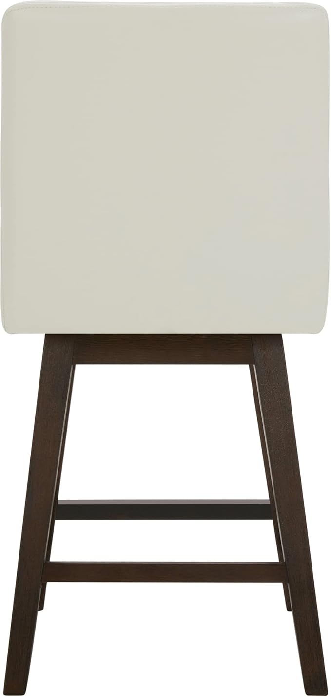 CHITA Counter Height Swivel Barstool, FSC Certified Upholstered Bar Stool, 26.8" H Seat Height, PU Leather in Pure White