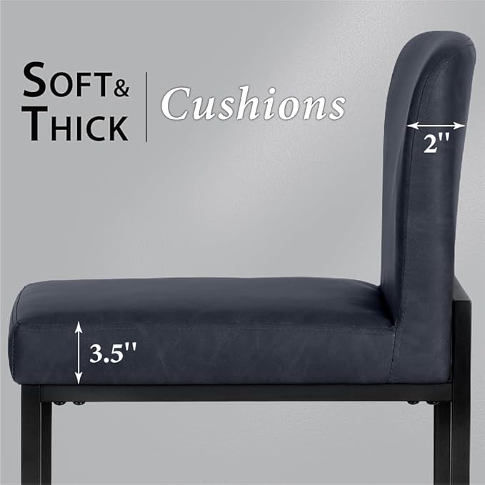 PHI VILLA Bar Stools - Counter Height Bar Stool Faux Leather Barstools with Back, 24" Bar Chairs