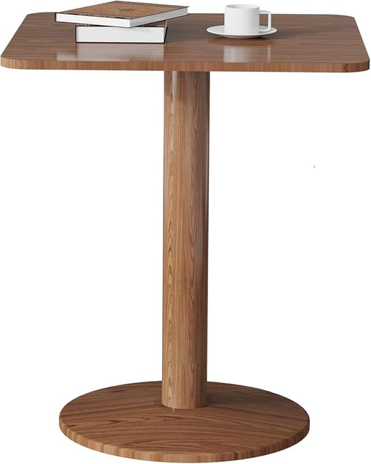 23.62" Mid-Century Modern Square Dining Table for 2 People, Small Dining Room Table with Sturdy Metal Pedestal, Square Kitchen Table for Dining Room, Kitchen, Living Room, Restaurants, Cafes