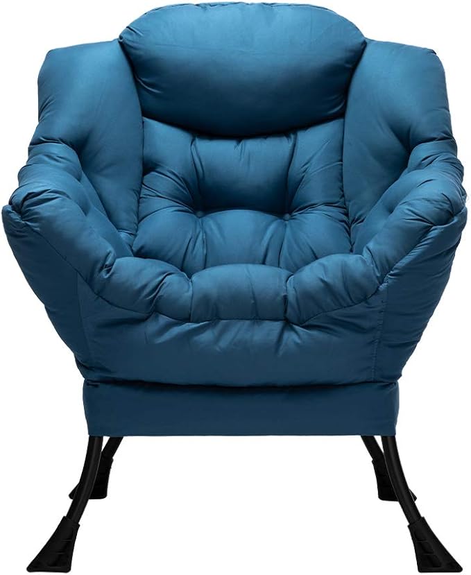 HollyHOME Modern Fabric Large Lazy Accent Chair, Oversized Comfy Reading Lounge Chair, Thick Padded Cozy With Armrest, Steel Frame Leisure Sofa for Living Room, Bedroom, Dorm, Navy Blue