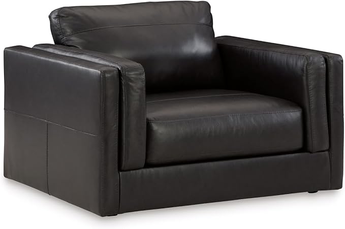 Signature Design by Ashley Amiata Modern Leather Match Upholstered Oversized Chair, Black