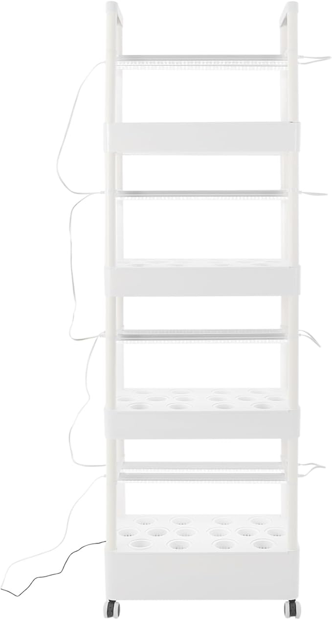 4-Tier Hydroponic Growing Tower Hydroponics Growing System Kit Indoor Outdoor Gardening System with 8.45-Gallon Water Tank & LED Vertical Garden Planter Kits for Homes, Commercial, Botanical Gardens