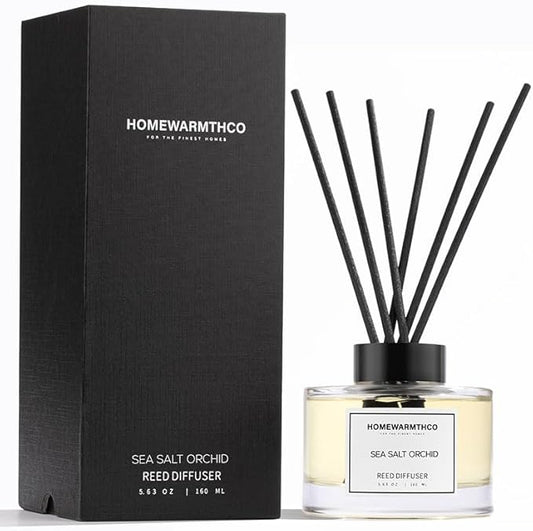 Sea Salt Orchid Reed Diffuser Set - Luxury Fragrance Reed Diffusers for Home, Office & Bathroom Décor -Long Lasting Scent Sticks Diffuser with Non-Toxic Oils (5.63 oz)