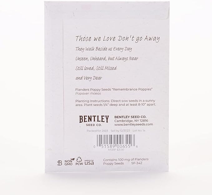 Bentley Seed Co. | Memorial Cardinal Celebration of Life Funeral Favors for Guests | Non-GMO, Non-Coated Flanders Poppy Seed Packets | Sentimental Funeral Service Gift | Pack of 25