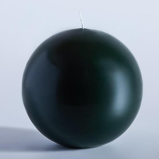 MOZEAL Hand-Poured, 6 Inch Dark Green Large Round Ball Candles - Elegant Dark Green Round Pillar Candles, Dripless, Unscented, Smokeless, Ideal for Christmas Decor.