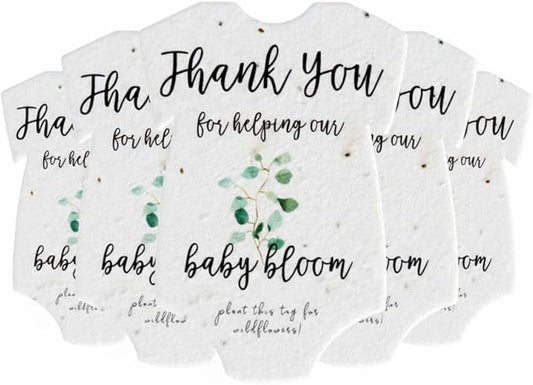 Plantable Onesie Seed Paper – 5 Green Baby Shower Favors for Guests with Wildflower Seeds, Baby Shower Gifts for Guest