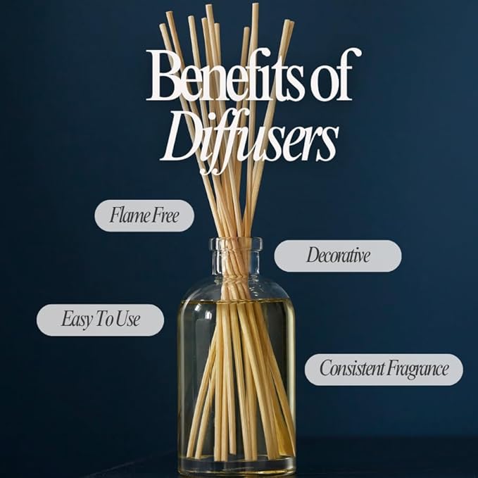 Hillhouse Naturals Reed Diffuser Set - Eucalyptus Scent Diffuser - Reed Diffusers for Home with Long Lasting Fragrance – 6 oz Oil – Diffuse Time 4-6 Months – Made in The USA