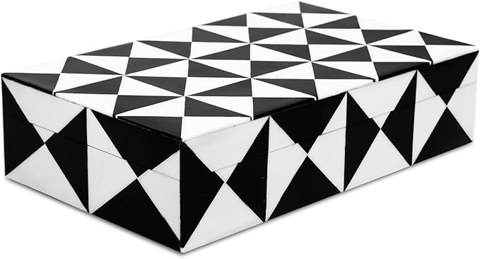 Handicrafts Home Handmade Triangle-B&W Collection Decorative Jewelry Box Organizer – Keepsakes, Trinkets, and Home Decor – Antique Coffee Table Storage, Memory Box, Farmhouse Style Decor, 10x6x2.5
