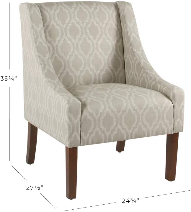 Homepop Home Decor | Upholstered Classic Swoop Arm Accent Chair | Accent Chairs for Living Room & Bedroom | Decorative Home Furniture,Tan Geometric
