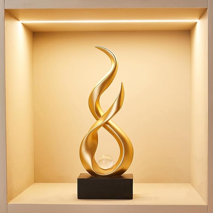 Modern Abstract Art Table Decoration,Resin Gold Statue Modern Ornaments for Living Room Great Gift Idea Home Decor 5 * 2.5 * 10.5 inch,Collectibles