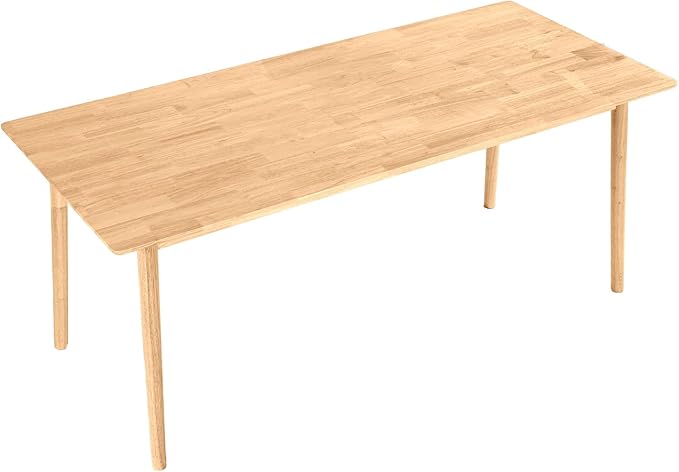 DELAVIN 70.8" Large Solid Wood Dining Table for 6-8 People, Mid Century Modern Rectangular Oak Kitchen Table, Farmhouse Dining Room Table, Easy Assembly, Natural