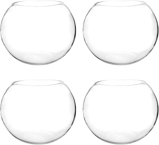 Craft And Party, Glass Bubble Vase, 6" Height x 8" Width, Set of 4 Glass Fish Bowl Vase, Bubble Bowl vase for Terrarium, Flower Vase Centerpiece