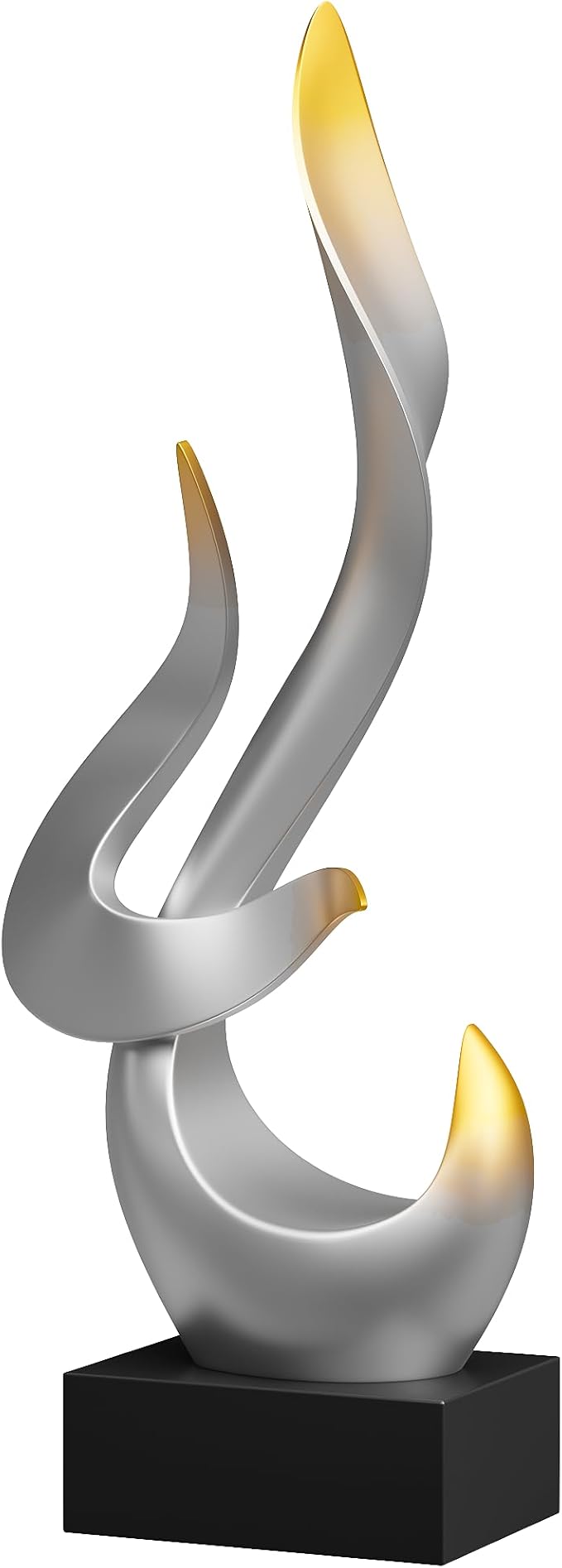 Silver Fire Flame Sculpture, Modern Abstract Resin Statue, Art Statue Home Decor for Living Room TV Stand Coffee Table Shelf Accents Decor