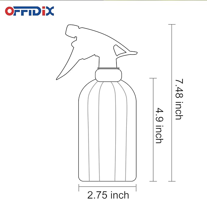 OFFIDIX Glass Watering Can, Handheld Spray Bottles, 0.4L/13.5oz Watering Spray Bottle with Adjustable Nozzle for for Indoor and Outdoor Gardening and Home Cleaning (Orange)