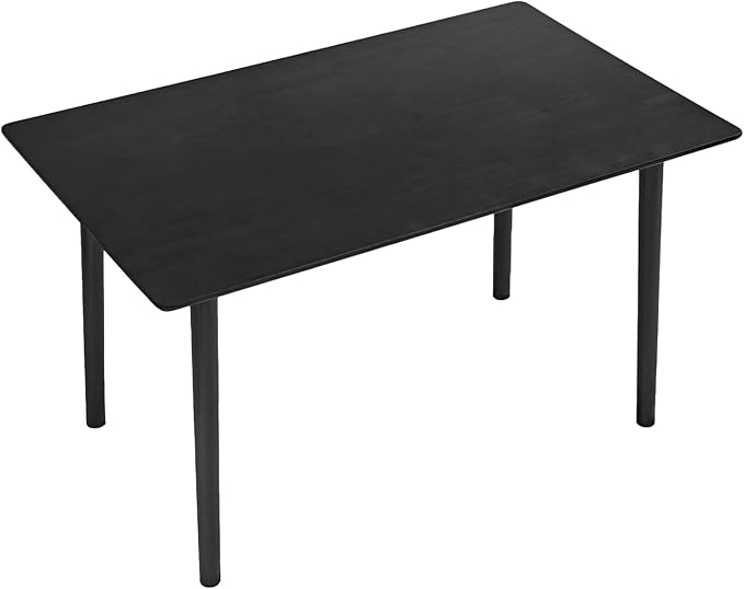 DELAVIN 47.2" Rectangle Solid Wood Dining Table, Modern Kitchen Table, Oak Dining Room Table, Easy Assembly, Black