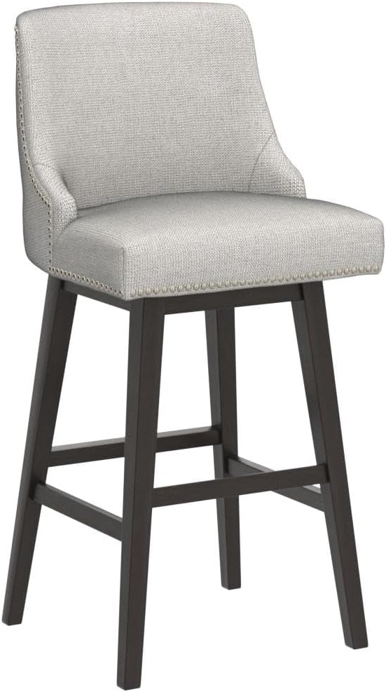 CHITA Counter Height Swivel Bar Stools Set of 2, FSC Certified Upholstered Counter Stools, Modern Swivel Barstools with Wood Legs for Kitchen Island, 30" Seat Height, Fabric in Ivory