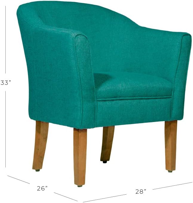 HomePop Barrel Shaped Accent Chair, Arm Rest, solid fabric and wood,Teal Medium