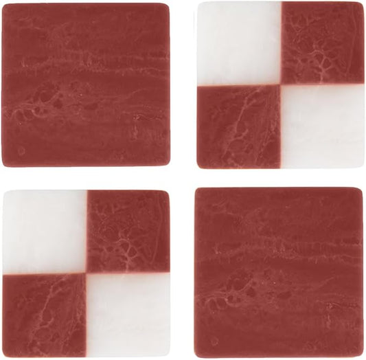 Folkulture Coasters Set of 4 | (4") Fall Coaster for Coffee Table | Burnt Red Coasters for Drinks | Cute Cup Coaster Waterproof for Bar Decor or Living Room Decor | Fall-Decor or Fall Table Decor