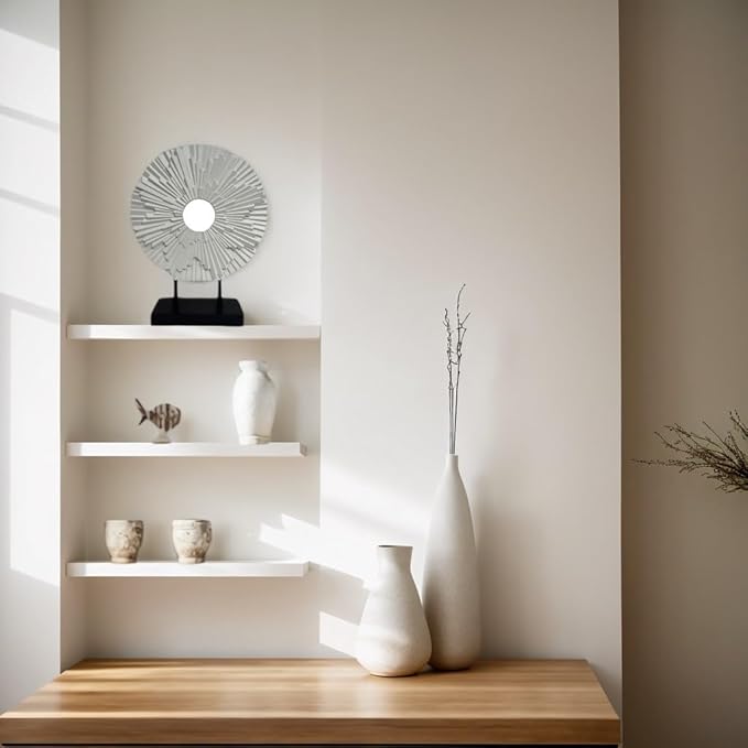 Minimalist Round Statue Above Cabinet Decor Kitchen, Modern Decorative Sculpture Home Decorations for Living Room Coffee Table, Office Decor Items, Center Pieces Decoration (White)