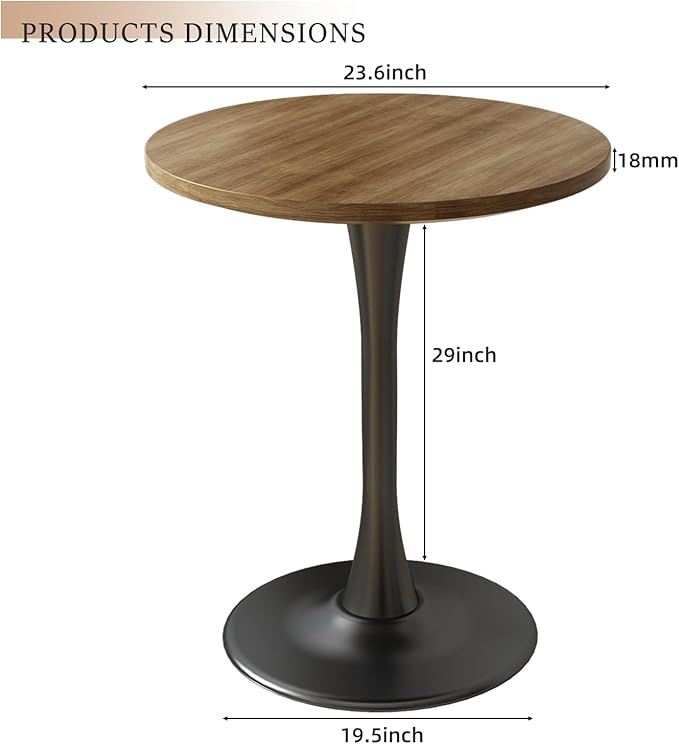Round Table Modern Dining Table Tulip Round Kitchen Table Mid Century Wooden Coffee Table for Living Room 24 inch