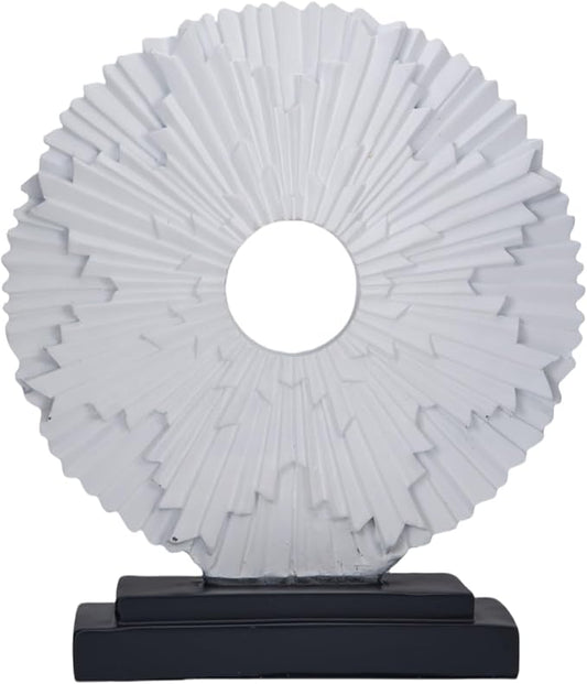 Minimalist Round Sculpture Decorative Objects Above Cabinet Decor Kitchen Modern Home Decor Items for Living Room Tv Stand, Center Pieces, Shelf, Coffee Table Decorations Accents (White)