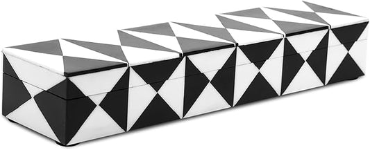 Handicrafts Home Handmade Triangle-B&W Collection Decorative Jewelry Box Organizer – Keepsakes, Trinkets, and Home Decor – Antique Coffee Table Storage, Memory Box, Farmhouse Style Decor, 10x2.5x1.5