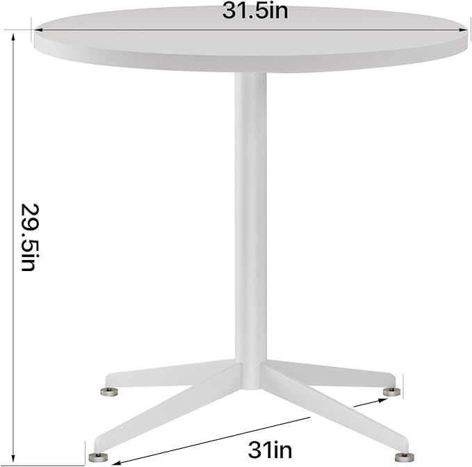 White Dining Table Round Small Office Table Conference Table Coffee Meeting Table for Office Boardroom Kitchen Living Room Waterproof Desktop Easy Assembly 31.5 inch