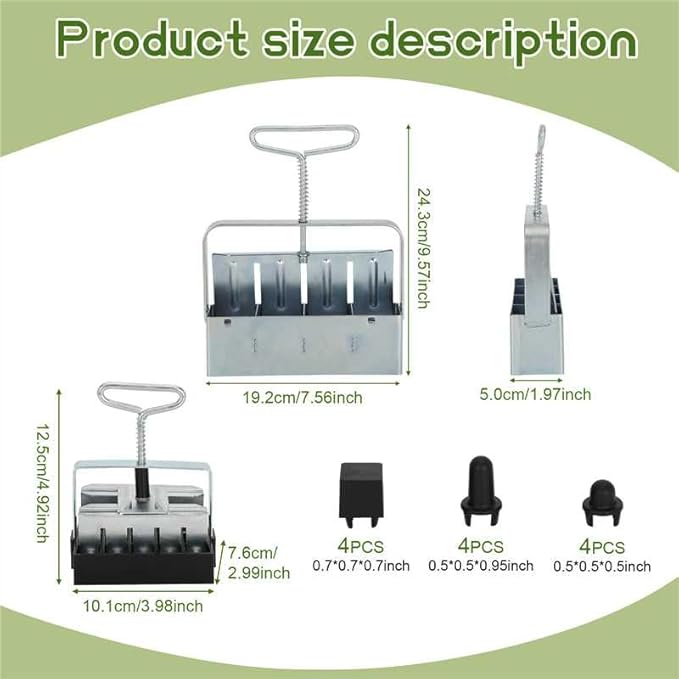 Soil Block Maker 6-Piece Set, Includes 2-Inch 4-Cell And 3/4-Inch 20-Cell Soil Block Makers, 3 Types Of Seed Pins, Growth Tweezers, Handheld Tools For Seed Starting In Greenhouse, Garden, And Farm Use