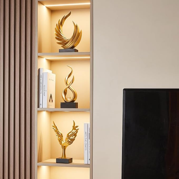 Modern Abstract Art Table Decoration,Resin Gold Statue Modern Ornaments for Living Room Great Gift Idea Home Decor 5 * 2.5 * 10.5 inch,Collectibles