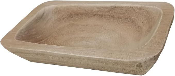 Wooden Dough Bowl Decor, Vintage Wooden Bowl Hand Carved Home Decor for Dining Table Center, Living Room, Kitchen Decor. (10inch brown)