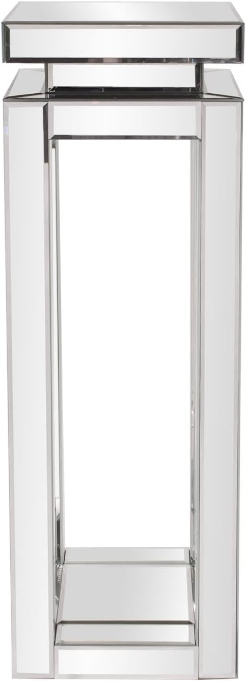 Howard Elliott Large Silver Mirrored Pedestal Accent Table for Home Decoration, Mirrored Finish Design End Table for Bedroom, Entryway or for Any Room, 12 x 12 x 36 inches